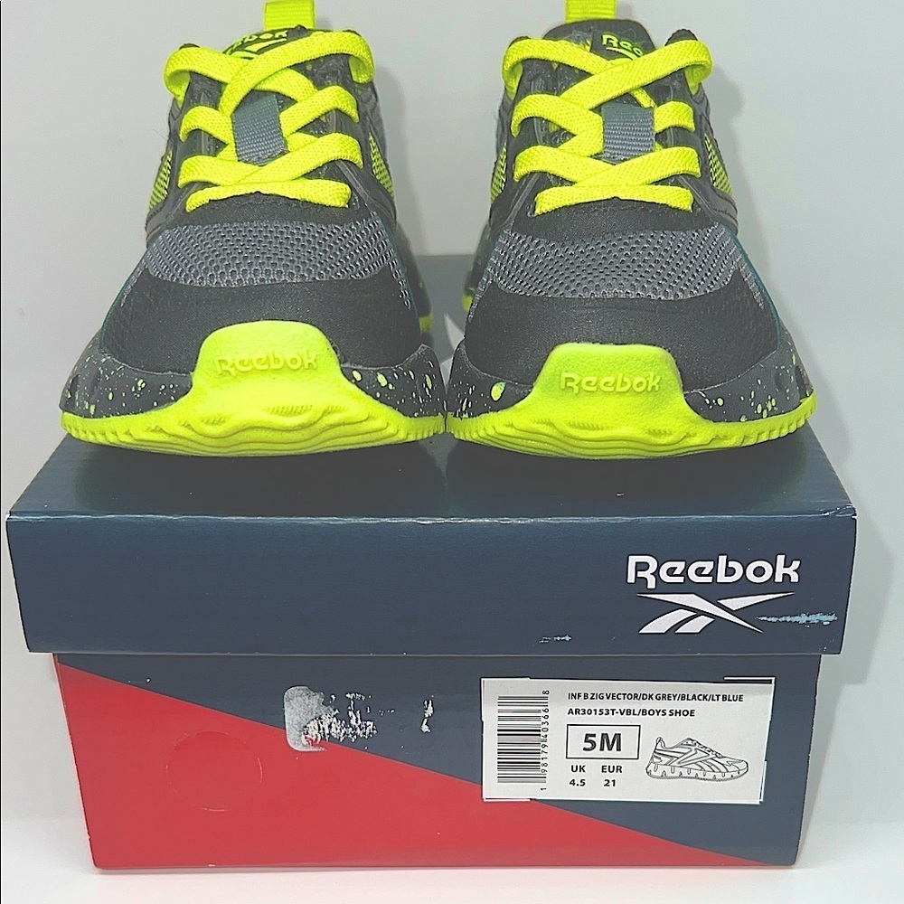 Reebok Toddler size 5 Gray and Neon Yellow Sneakers